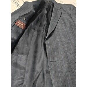 Men's Chaps Ralph Lauren VTG Blazer 40R Plaid Wool Window Pane Sport Coat Grey